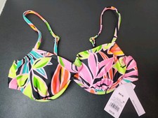 Women's Underwire Bralette Bikini Top - Wild Fable Tropical Print Small 4-6