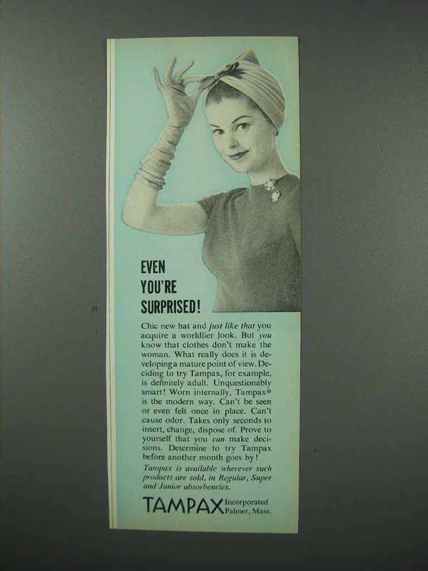 1960 Tampax Tampons Ad Even You're Surprised eBay