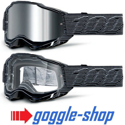 100% PERCENT ACCURI MOTOCROSS MX MTB GOGGLES SILO- SILVER MIRROR LENS 