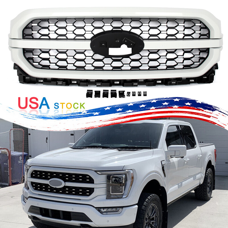 Fits For Ford F-150 Platinum 2021 2022 2023 Front Upper Bumper Grille Star White