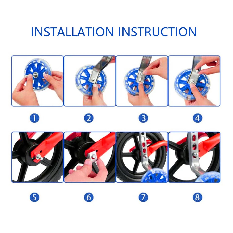 Universal Kids Bicycle LED Training Wheels Stabilisers For 12-20 Inch Bike Cycle - image 3 of 4