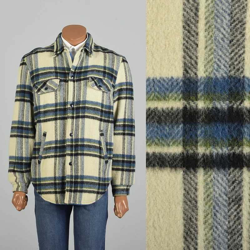  1960s plaid faux sherpa lined coat jacket