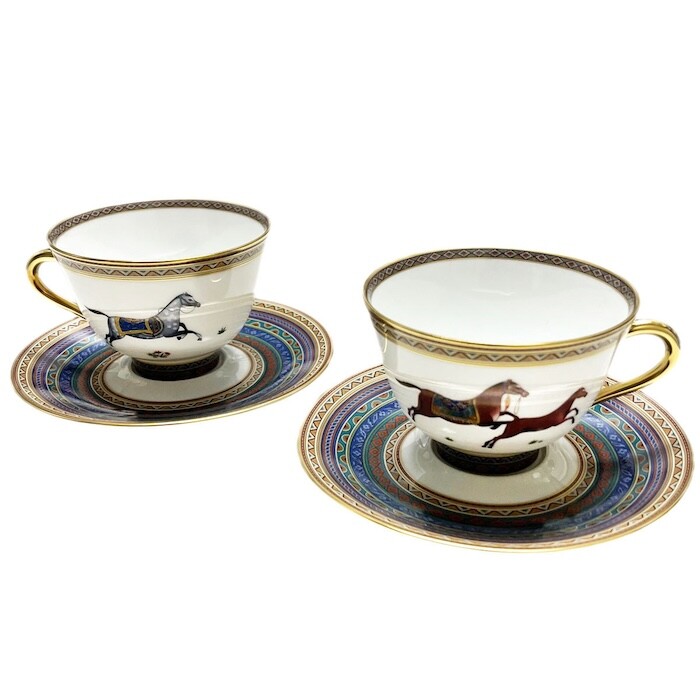 Hermes Cheval d'Orient Tea Cup Saucer Tableware 2 set Horse Coffee