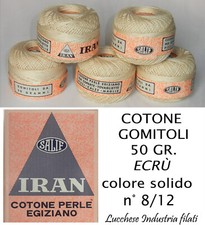 Gomitolo cotone, tipo egiziano perlè, marca Iran, ecrù, 50 gr, N° 8/12, italiano