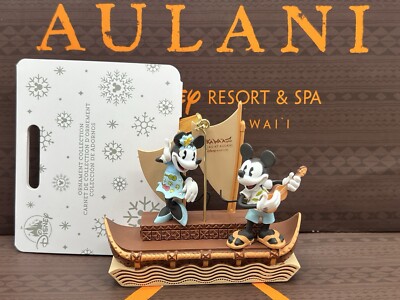 *New* Disney Aulani Mickey Minnie Mouse Canoe Sail Boat Luau Christmas Ornament