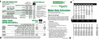 Motor Data Slide Chart Calculator