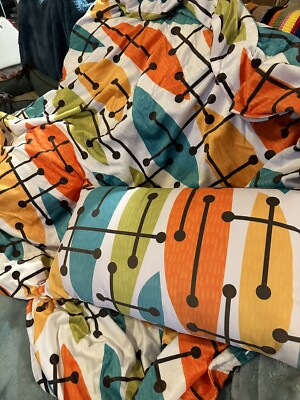 MCM Atomic Print Multicolored  Pillow & Throw  Set Handmade Spoonflower