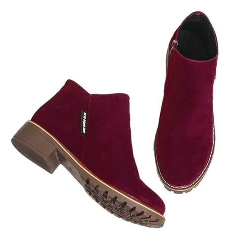 Damen Anti-Rutsch Stiefeletten Niedriger Absatz Winterstiefel Mode Wandern Seitenreißverschluss - Bild 8 von 40