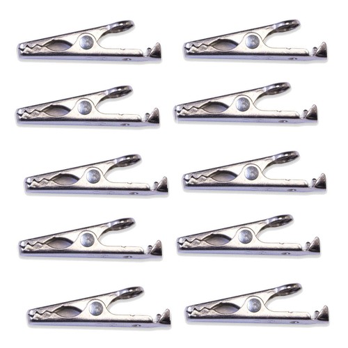 Lot of 10 Mueller BU-30 Nickel Plated Steel Miniature Alligator Clips 010017 - Picture 2 of 2