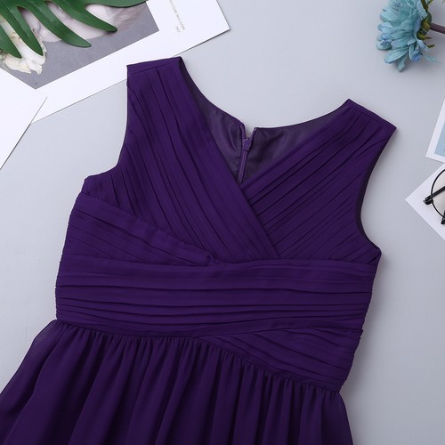 Girls Bridesmaid Dresses Wedding Party Chiffon Dresses Formal Prom Ball Gowns - Picture 25 of 85