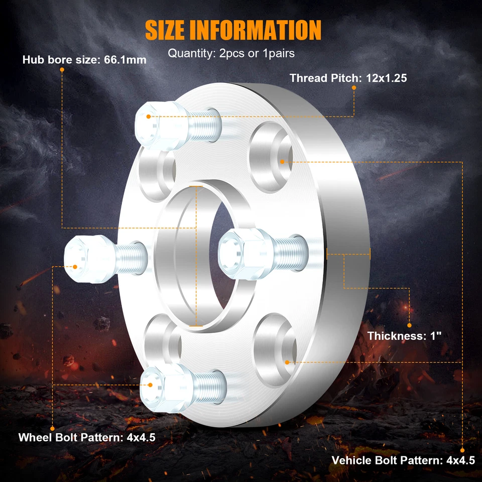 2X 1" 25mm 4x114.3 4x4.5 For Nissan Altima 240SX Sentra Axxess Wheel Spacers - Image 3 of 4
