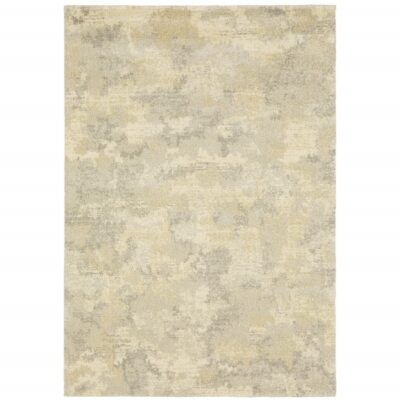 3' X 5' Grey Ivory Beige And Taupe Abstract Power Loom Stain Resistant Area Rug