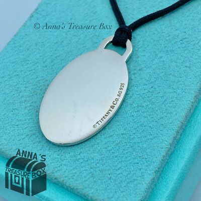 Tiffany & Co. 925 Silver Blue Enamel Large RTT Oval Splash 16