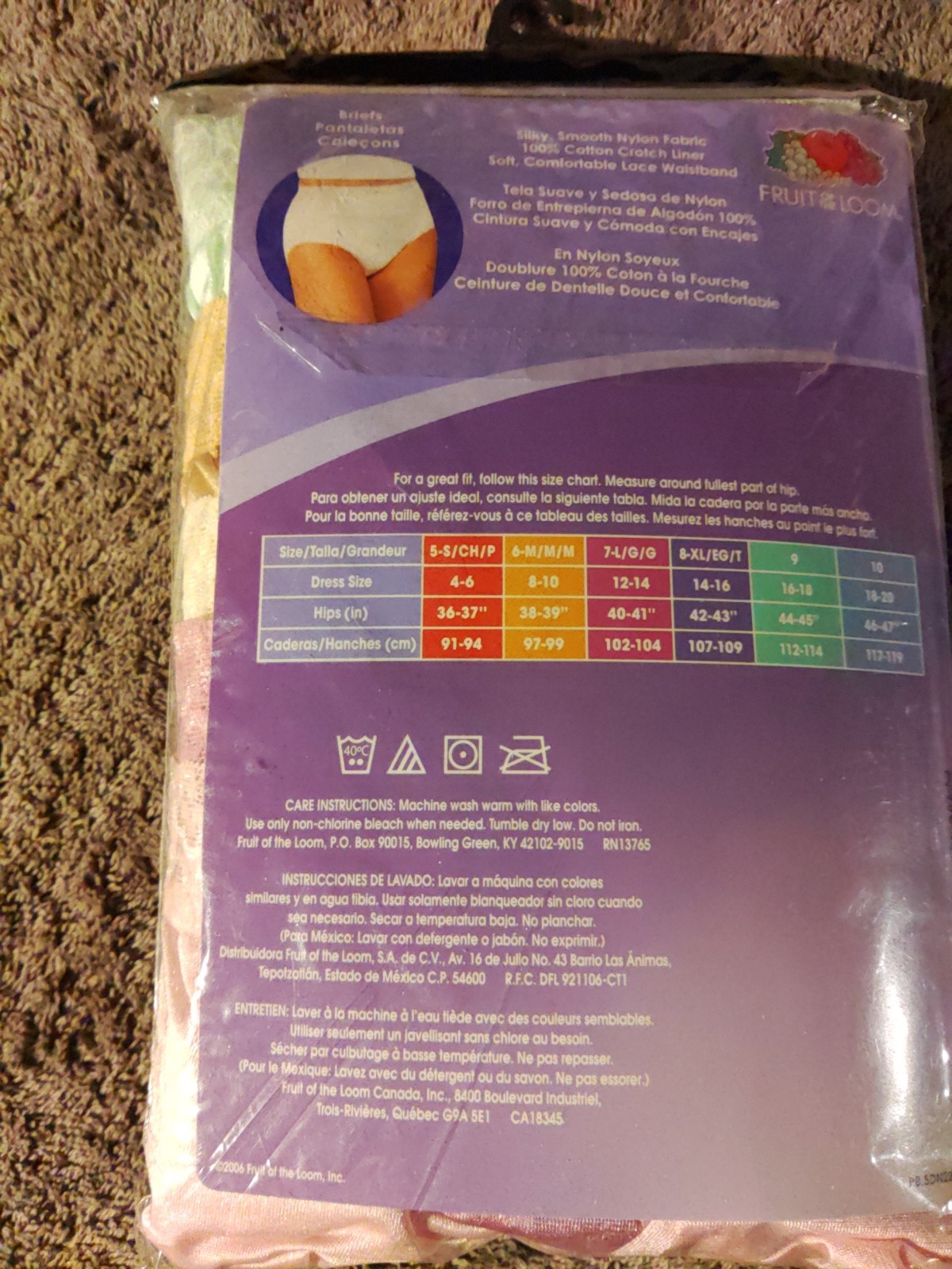 Package Of Size 8 vintage fruit of the loom 100% nylon panties w/tags  Wide Lace