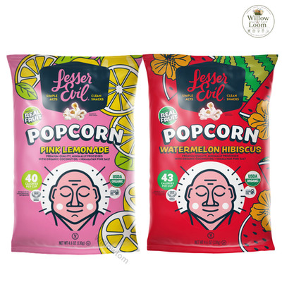 LesserEvil Popcorn Bundle Watermelon Hibiscus & Pink Lemonade Organic 9.2 oz