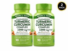 (2 Pack) Turmeric Curcumin Complex 2000mg 90 Count Each Exp: 02-2028+ M33