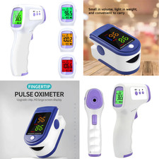 Digital Infrared Forehead Thermometer Non-Contact Fever Scanner + Pulse Oximeter