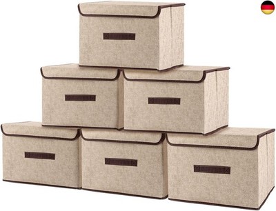 6 Stück Aufbewahrungsbox Stoff - 36x23x24cm Boxen mit Deckel Aufbewahrung - Boxe