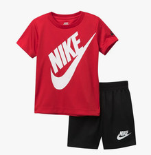 Nike Boy s Dri-Fit T-Shirt  Shorts 2 Piece Set Black 76F024-R1N /Red, 2T 