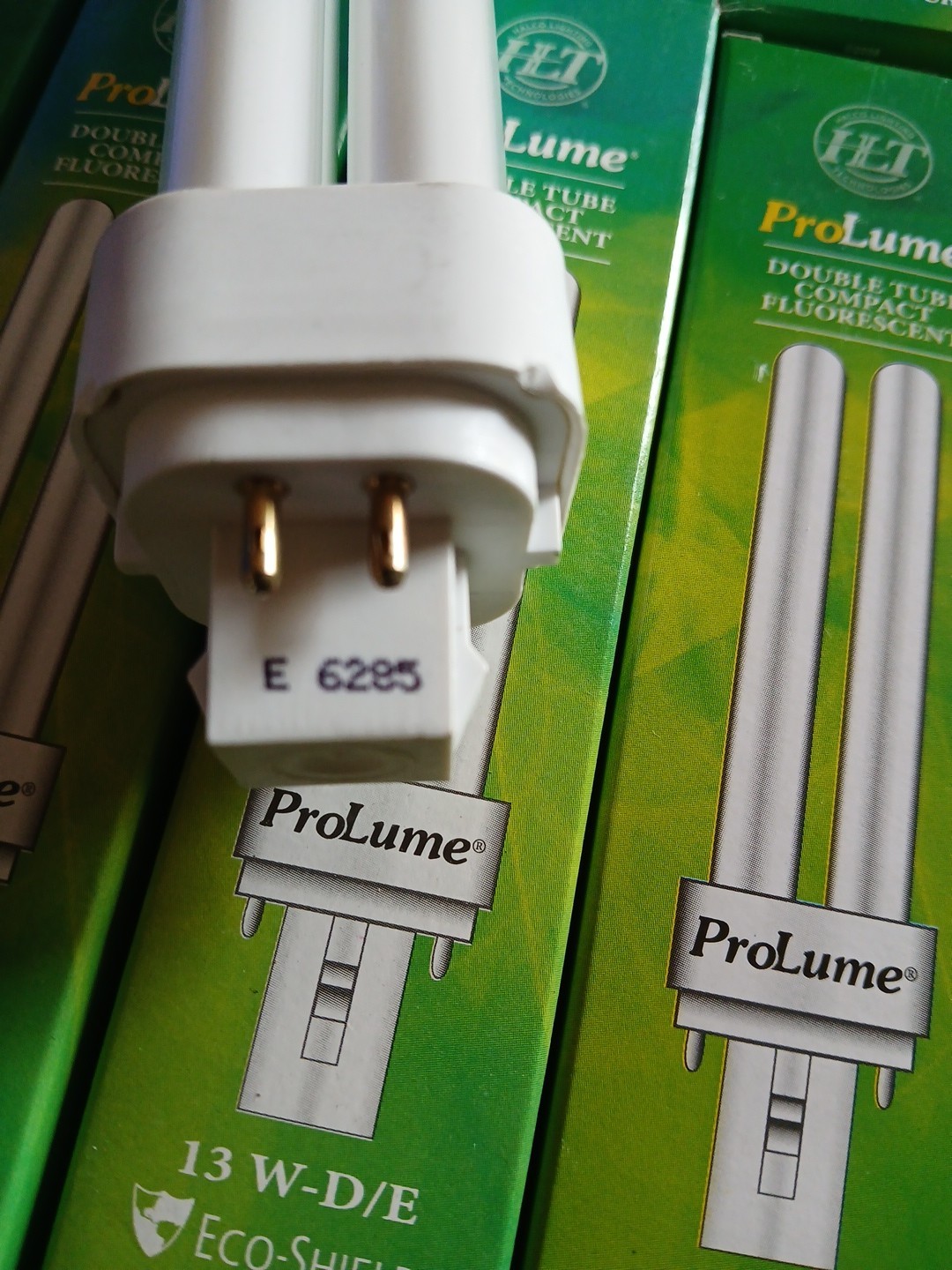 lot of 12 Prolume 13W D/E 3000K 900 LUM Double Tube Compact Fluorescent 12,000h