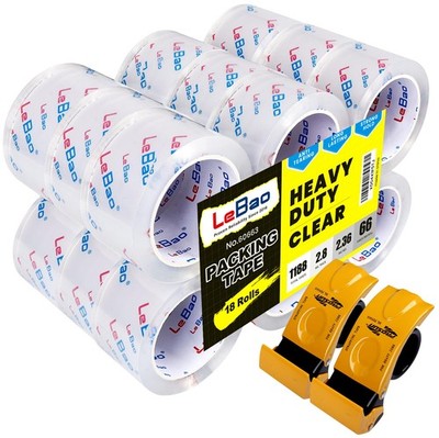 Bulk Pack Tape Heavy Duty Packing Tape with Dispenser   18 Rolls Packaging Ta...