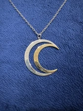 RIM Robert Lee Morris Studio Sterling 925 &Brass Open Crescent Moon Necklace 18”