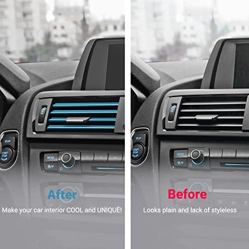 20 Pcs BLUE Car Vent Outlet Trim Strip Chrome PVC Car Air Conditioner Vent Blue