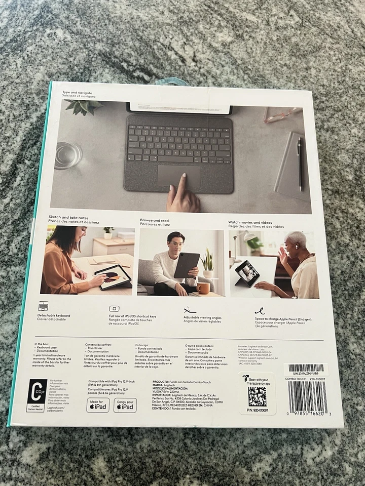 Logitech Combo Touch Keyboard Case - 12.9" Apple iPad Pro 5th Gen. - Oxford Gray - Image 4 of 4