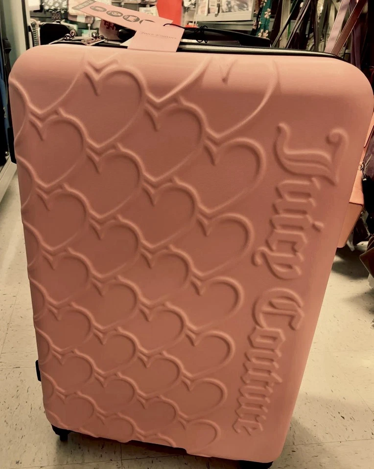NWT Juicy Couture Luggage Pink Large Travel Suitcase 3D Hearts 29” - Image 3 of 4