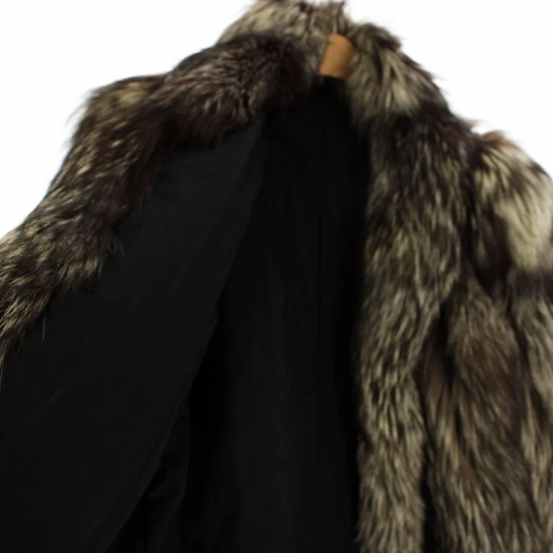 Серебряный Fox меха пальто коричневый белый серый реальный Fox меха L Японии винтажный верхняя одежда - Изображение 4 из 4