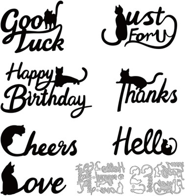 Cat Greetings Words Cutting Dies Card Making Die Stencil Metal Die Cuts Card Scr