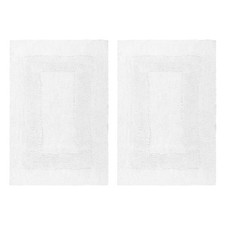 2 Pack Reversible Bath Mat - Soft Plush Bath Rug -17x24- White