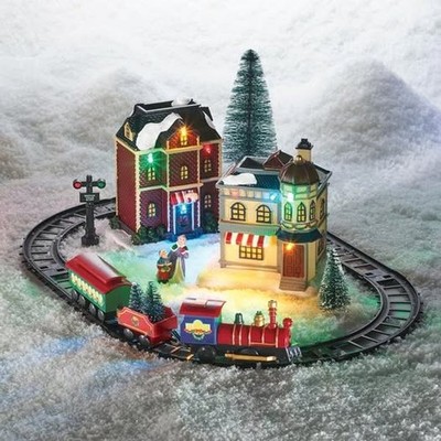 AVON Christmas Village Light Up 8 Piece Train Set New in Box