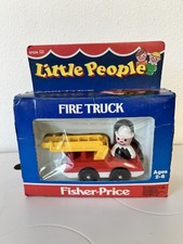 Vintage Fisher Price Little People Fire Truck 0124 Boxed Fireman Truck Toy Rare
