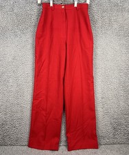 Vtg Ralph Lauren Dressy Pants Womens 4 Red Wide Leg 100 Wool USA Made 90s Lined