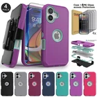 For iPhone 16 Case With Belt Clip Holster & 4 Screen Protector Shockproof Cover