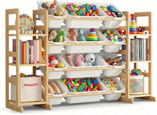 Kids Toy Storage Organizer w/ 12 Bins Solid Wood