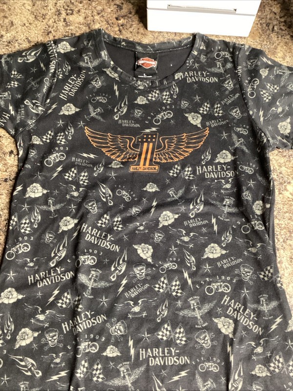 Harley Davidson Women's Size Large Black ,Grey ,Orange #1