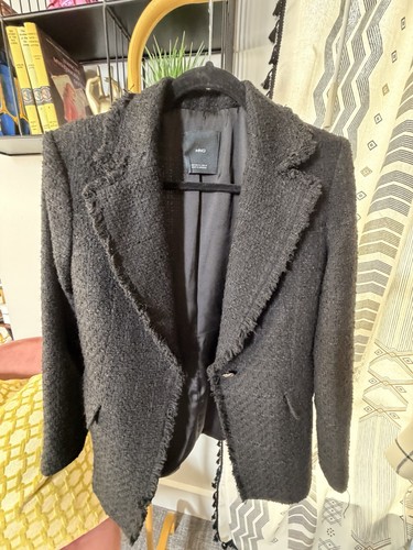 Mango MNG Tweed One Button Classic Professional Blazer Medium