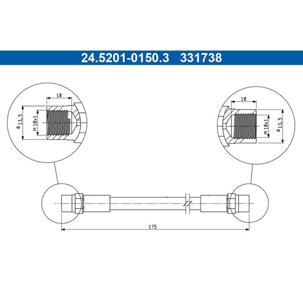 ATE 24.5201-0150.3 Bremsschlauch FüR Audi 80 B3 B3 80 B2 90 B3 90 B2 811 813 89-image