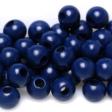 50 Pieces Blue Wooden Macrame Beads 20mm with 8mm Large Hole, Wood Spacer Beads,