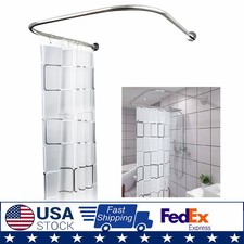 Stainless Steel Shower Curtain Rod 0.9-1.3m with 7.87ft 5.91ft Curtain