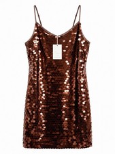 A New Day Women’s Large Bronze Sequin Dress NWT Party Holiday