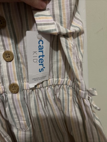Carter’s Striped  Linen Dress NWT Sz6 - Picture 4 of 6