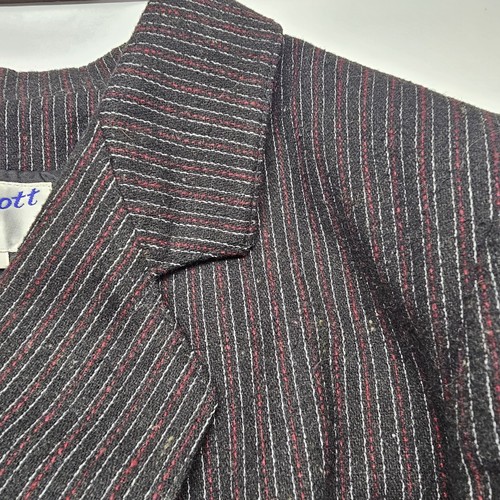 Vtg Edwin Scott Womens Double Breasted Black PinStriped Blazer Sz 14 Wool Blend - Picture 7 of 7