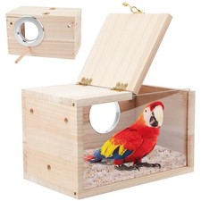 Transparent Fir Wood Parakeet Nesting Box Ideal Breeding House for Small Birds