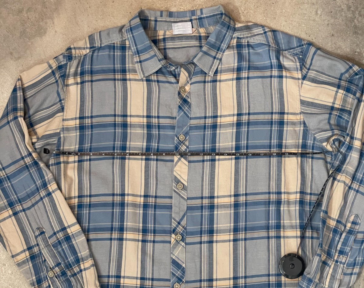 Columbia Plaid Button Down Shirt Men XL Blue Beige Cotton Long Sleeve Casual thumbnail 6