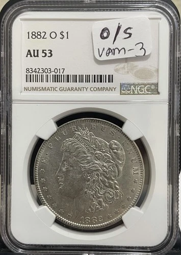 1882-O/S Morgan Dollar NGC AU53 Strong O/S  VAM-3 - Not On Label RARE