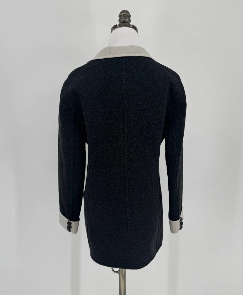 Abrigo forrado Mondi para mujer gris carbón lana cuello puño manga talla IT 38 US 2 Foto 3 de 4