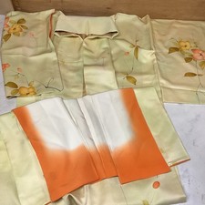 Vintage Japanese Floral Kimono Obi Set Retro Traditional Washoku
